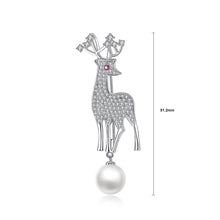 Load image into Gallery viewer, Sparkling Deer Brooch with White Cubic Zircon and Fashion Pearl