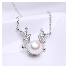 Load image into Gallery viewer, 925 Sterling Silver Elk Necklace with White Freshwater Cultured Pearl