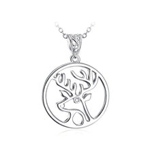 Load image into Gallery viewer, 925 Sterling Silver Elk Pendant with White Austrian Element Crystal and Necklace