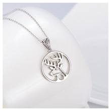 Load image into Gallery viewer, 925 Sterling Silver Elk Pendant with White Austrian Element Crystal and Necklace