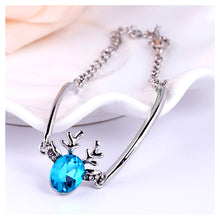 Load image into Gallery viewer, Sparkling Deer Bracelet with Blue Cubic Zircon