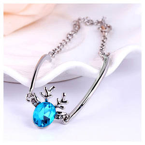 Sparkling Deer Bracelet with Blue Cubic Zircon