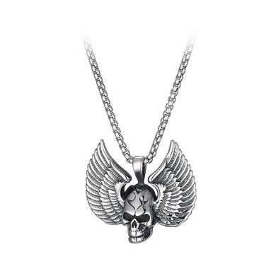 Retro Skull Stainless Steel Pendant with Necklace