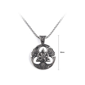 Irish Concentric Knot Round Stainless Steel Pendant with Necklace