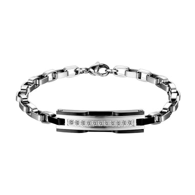 Fashion Black Stainless Steel Bracelet with White Cubic Zircon