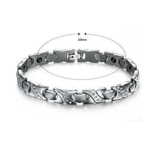 Heart Shaped Stainless Steel Bracelet with White Austrian Element Crystal