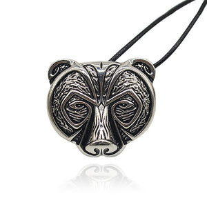 Retro Nordic Myth Black Bear Pendant with Necklace