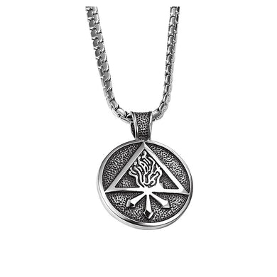 Punk Triangle Totem Round Hip Hop Stainless Steel Pendant with Necklace