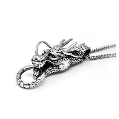 Retro Zodiac Dragon Stainless Steel Pendant with Necklace
