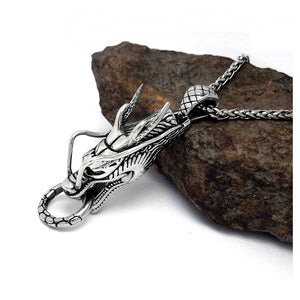 Retro Zodiac Dragon Stainless Steel Pendant with Necklace