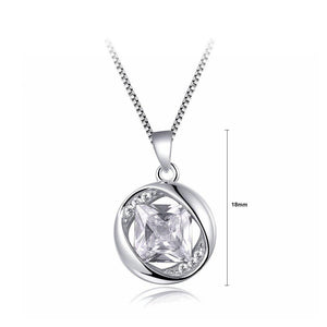 925 Sterling Silver April Birthday Stone Pendant with White Cubic Zircon and Necklace - Glamorousky