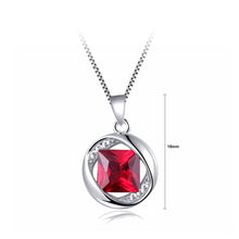 Load image into Gallery viewer, 925 Sterling Silver July Birthday Stone Pendant with Red Cubic Zircon and Necklace