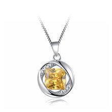 Load image into Gallery viewer, 925 Sterling Silver November Birthday Stone Pendant with Yellow Cubic Zircon and Necklace