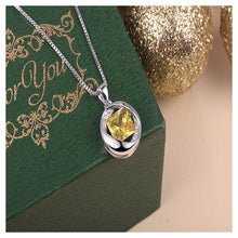 Load image into Gallery viewer, 925 Sterling Silver November Birthday Stone Pendant with Yellow Cubic Zircon and Necklace