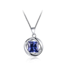 Load image into Gallery viewer, 925 Sterling Silver December Birthday Stone Pendant with Blue Cubic Zircon and Necklace