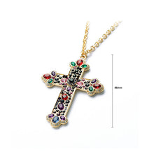 Load image into Gallery viewer, Fashion Cross Pendant with Colorful Austrian Element Crystal and Necklace