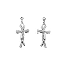Load image into Gallery viewer, Fashion Cross Earrings with White Austrian Element Crystal