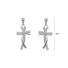 Load image into Gallery viewer, Fashion Cross Earrings with White Austrian Element Crystal