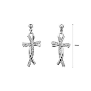 Fashion Cross Earrings with White Austrian Element Crystal