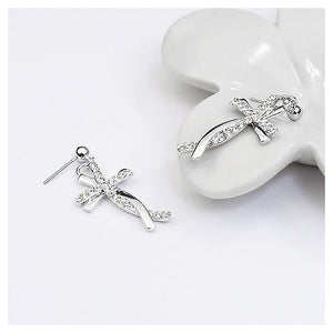 Fashion Cross Earrings with White Austrian Element Crystal