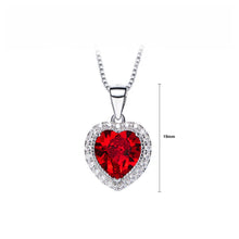 Load image into Gallery viewer, January Birthday Stone Heart Pendant with Red Cubic Zircon and Necklace
