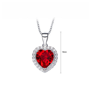 January Birthday Stone Heart Pendant with Red Cubic Zircon and Necklace