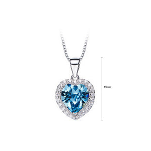 March Birthstone Heart Pendant with Blue Cubic Zircon and Necklace
