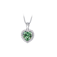 Load image into Gallery viewer, May Birthday Stone Heart Pendants with Green Cubic Zircon and Necklace