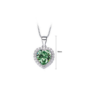 May Birthday Stone Heart Pendants with Green Cubic Zircon and Necklace