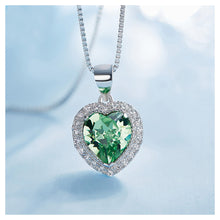 Load image into Gallery viewer, May Birthday Stone Heart Pendants with Green Cubic Zircon and Necklace