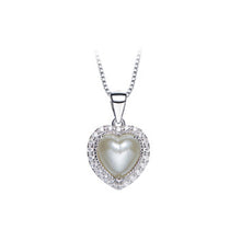 Load image into Gallery viewer, June Birthday Stone White Heart Pendants with Cubic Zircons and Necklaces