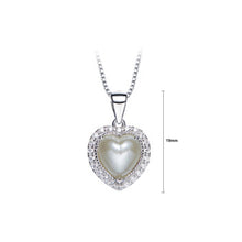 Load image into Gallery viewer, June Birthday Stone White Heart Pendants with Cubic Zircons and Necklaces