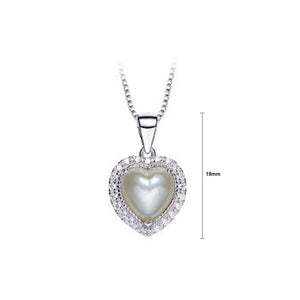June Birthday Stone White Heart Pendants with Cubic Zircons and Necklaces