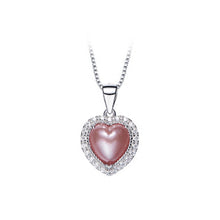 Load image into Gallery viewer, July Birthday Stone Pink Heart Pendant with Cubic Zircon and Necklace