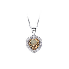 Load image into Gallery viewer, August Birthday Stone Heart Pendant with Champagne Gold Cubic Zircon and Necklace