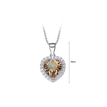 Load image into Gallery viewer, August Birthday Stone Heart Pendant with Champagne Gold Cubic Zircon and Necklace