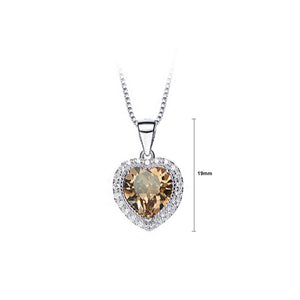 August Birthday Stone Heart Pendant with Champagne Gold Cubic Zircon and Necklace