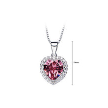 Load image into Gallery viewer, October Birthday Stone Heart Pendants with Rose Red Cubic Zircon and Necklace
