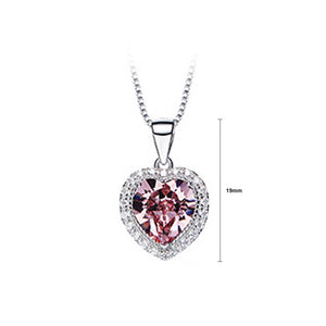 December Birthday Stone Heart Pendant with Pink Cubic Zircon and Necklace