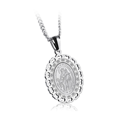 Christian Virgin Mary Stainless Steel Pendant with Necklace
