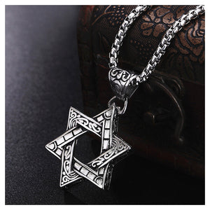 Jewish Hexagrams Titanium Stainless Steel Pendant with Necklace