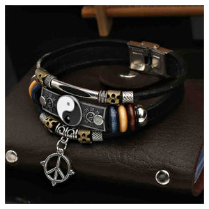 Retro Taiji Gossip Leather Bracelet