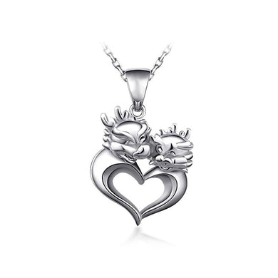 925 Sterling Silver Chinese Zodiac Dragon Pendant with Necklace - Glamorousky