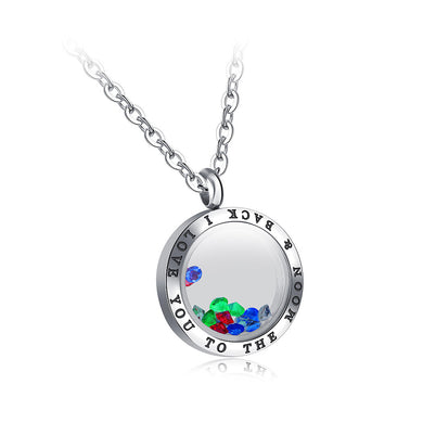 Simple Photo Frame Pendant with Colored Austrian Element Crystal and Necklace
