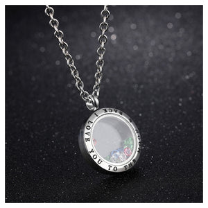 Simple Photo Frame Pendant with Colored Austrian Element Crystal and Necklace