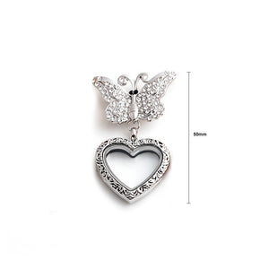 White Butterfly Frame Brooch with Austrian Element Crystal