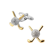 Load image into Gallery viewer, Fashion Golf Men&#39;s Cufflinks with White Austrian Element Crystal