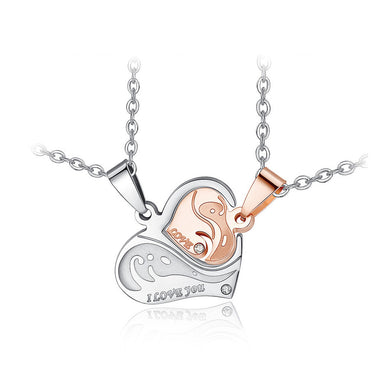 Fashion Heart-shaped Couple Pendant with Necklace