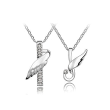 Load image into Gallery viewer, Fashion Angel Wings Couple Pendant with White Austrian Element Crystal and Necklace