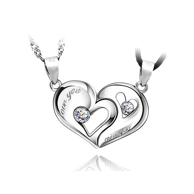 Sweet Couple Heart Pendant with Necklace